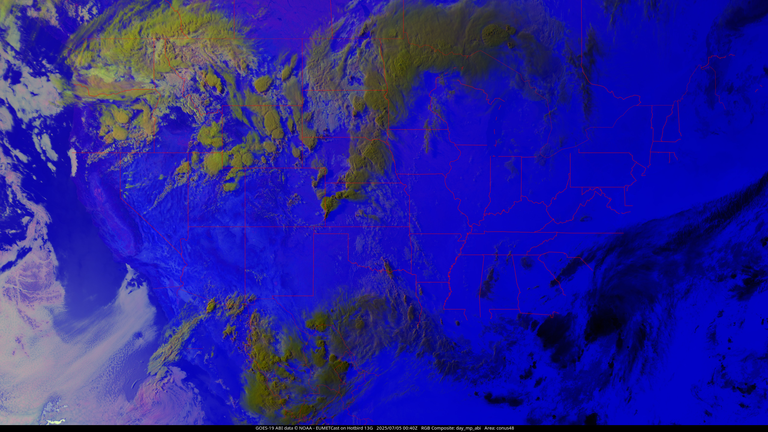 GOES-19 day microphysics (ABI) composite, Continental 48 USA view